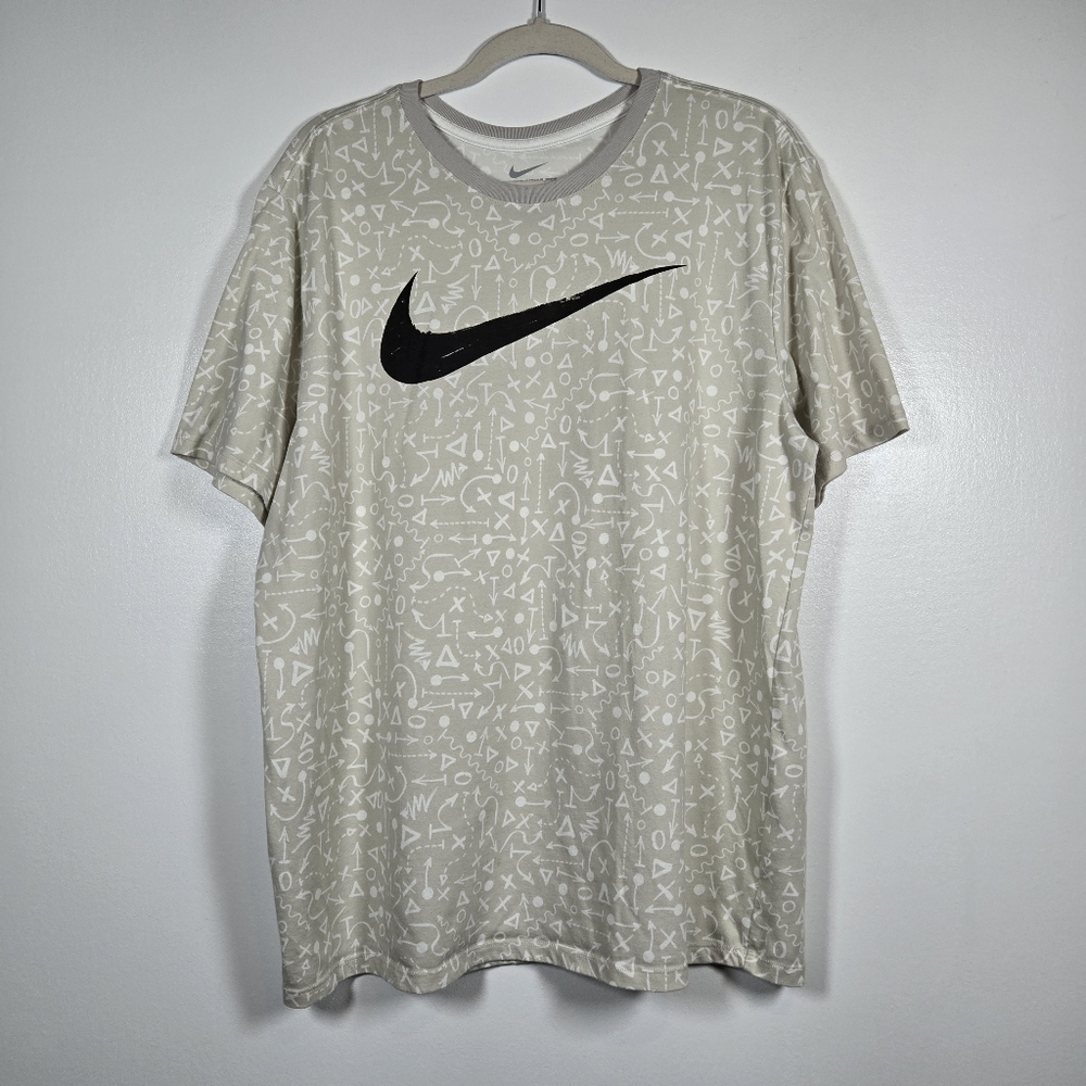 NIKE Dri Fit Athletic Cut Crew Tee T-Shirt Mens XL Football Play All Over Print